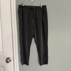Eileen Fisher 100% Silk XS Dark Gray Crepe Drawstring Sleep Lounge Jogger Pant